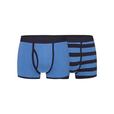 Pack of two navy and blue striped print keyhole trunks